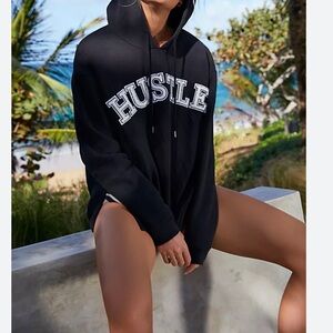 Free People Rookie Sweatshirt Black 'Hustle' Hoodie